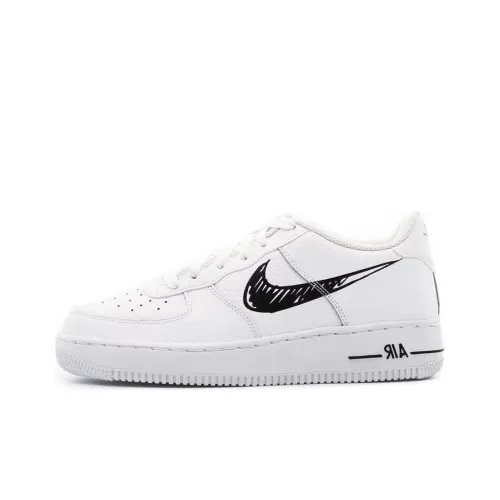 Nike Air Force 1 Low 'Doodle Swoosh - White Black' GS