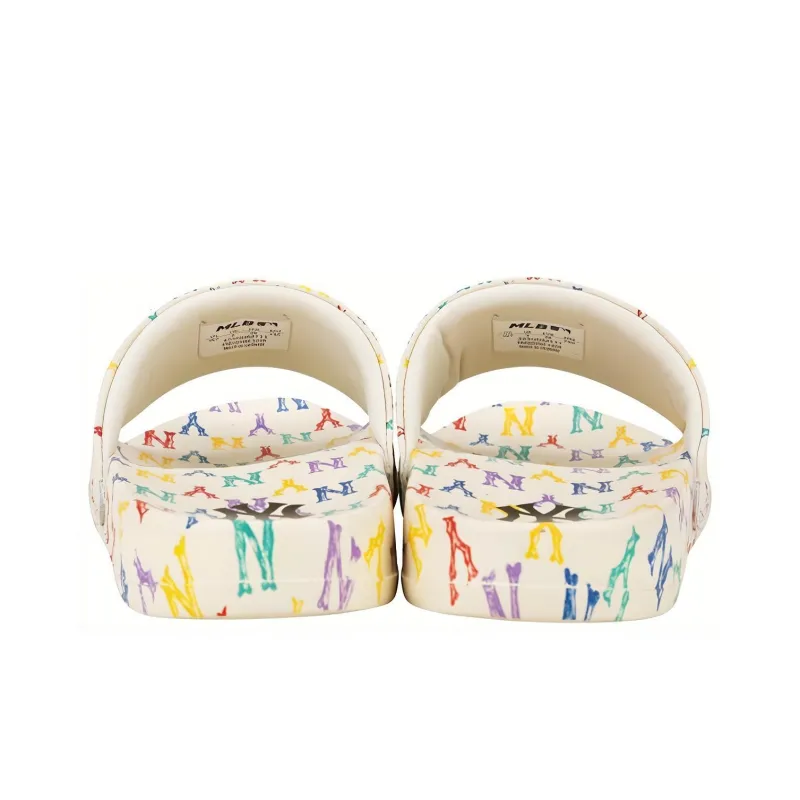 MLB MONOGRAM Reading Collection Abrasion Resistant Slide Slippers Unisex White-4