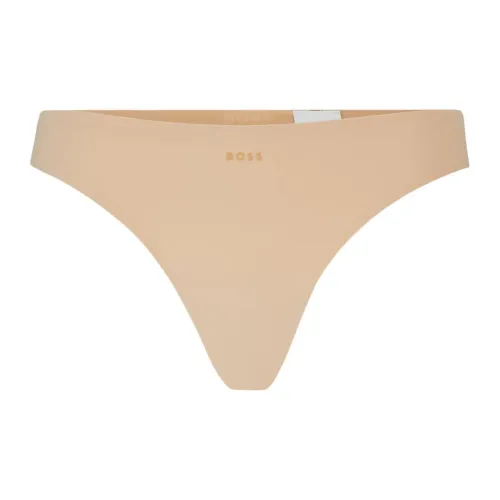 HUGO BOSS Stretch-Jersey String Briefs With Flocked Logo Underpants Women's 1 Pack Light Beige