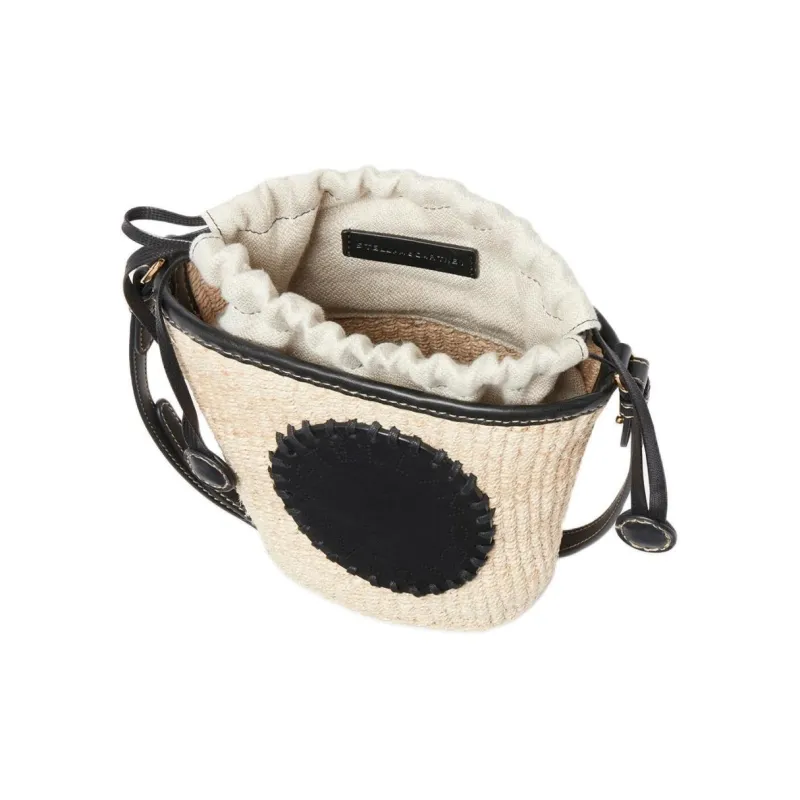 Stella McCartney Raffia Fiber Shoulder Bag Crossbody Bag Women's Natural Beige & Black-3