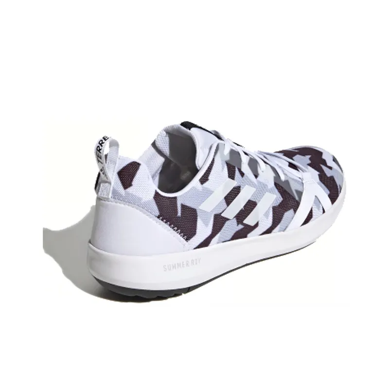 Adidas Terrex Boat Cushioning, Wear Resistant Low Top Marathon Running Shoes Men's Black White Gray-2