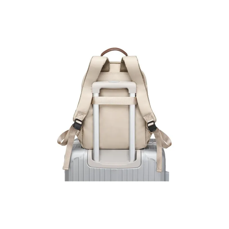 MAKEUP KITTEN Nylon Fabric Backpack Large Size Women's Khaki-5