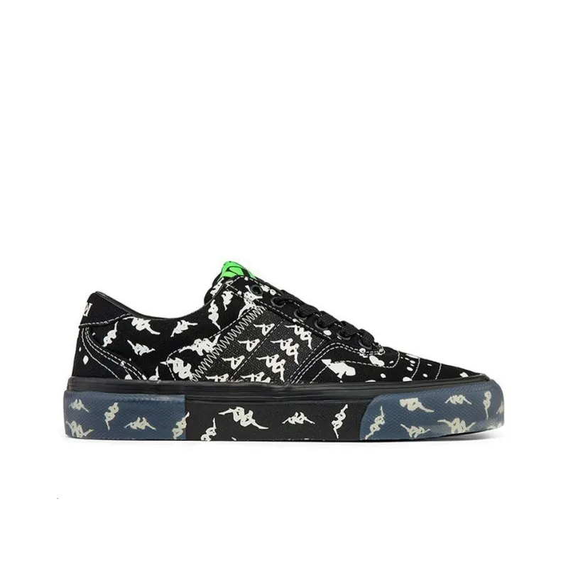 Kappa Low Top Skateboard Shoes Unisex Black White Green-1