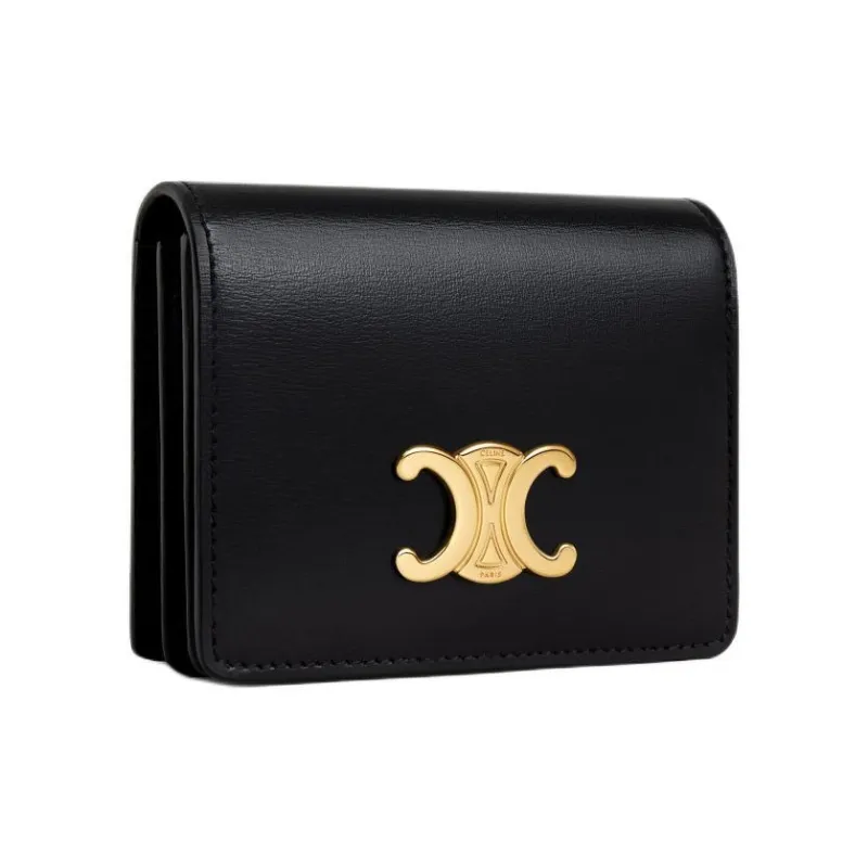 CELINE Shiny Cow Leather Card Holder Women's Black-1