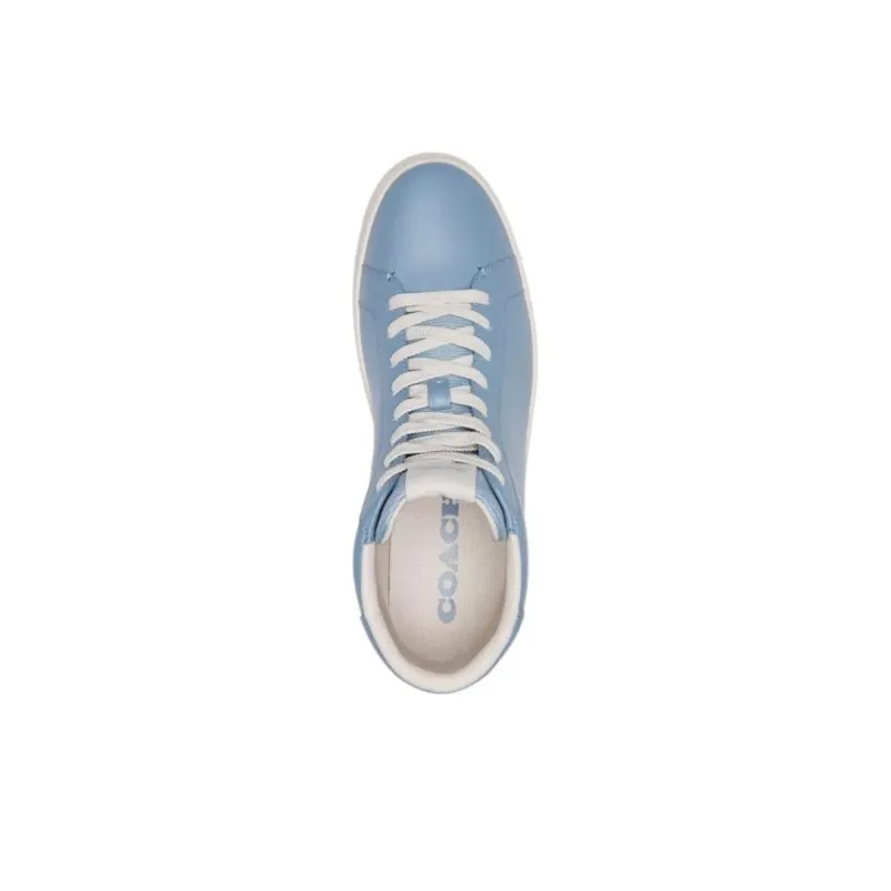 COACH Clip High-Top Skateboard Shoes Men's Light Blue-3