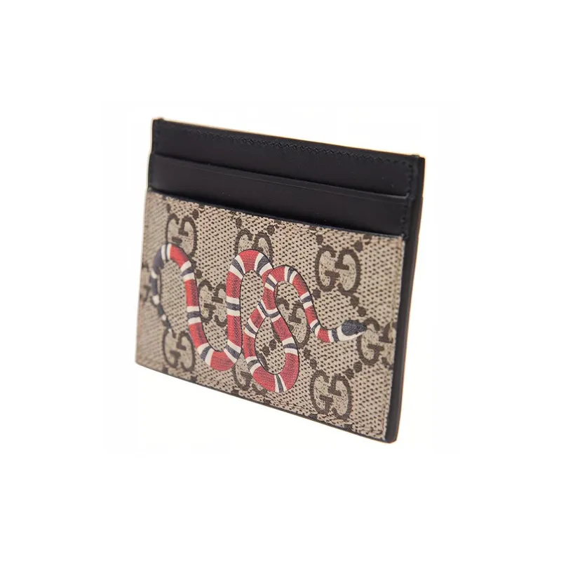 GUCCI Canvas With Leather Card Holder Card Holder Men's Ebony & Black-1
