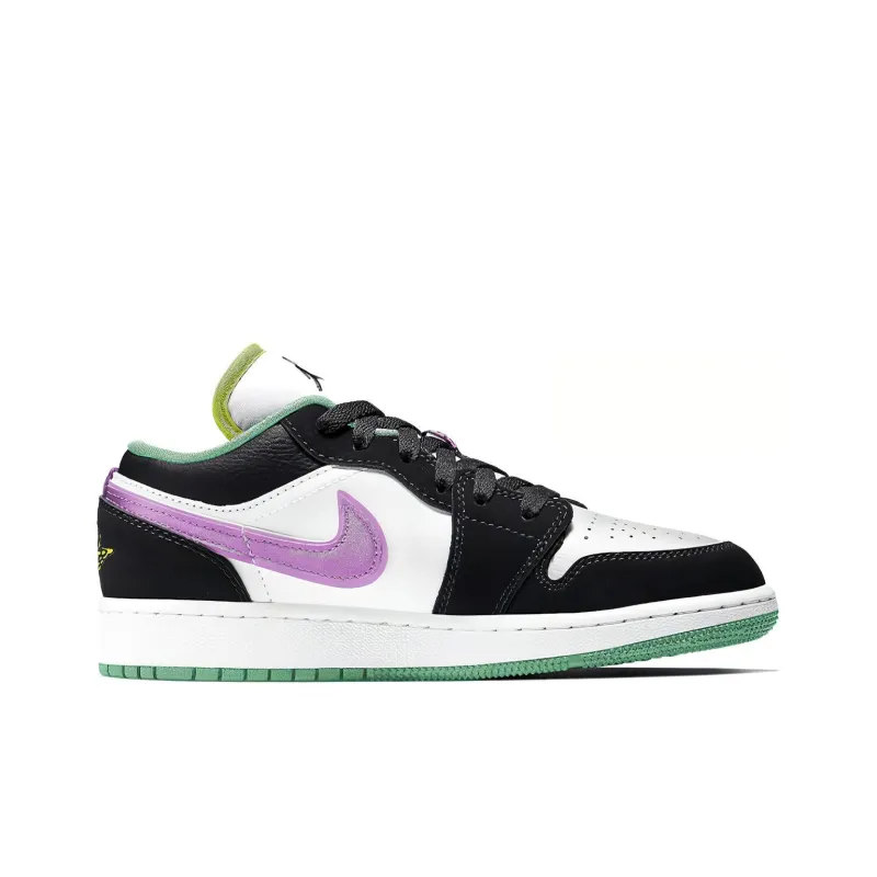 Jordan 1 Low Green Glow Violet Shock GS-1