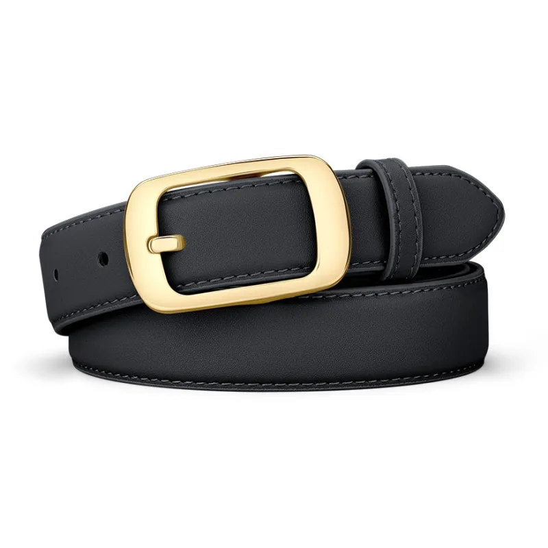 WilliamPOLO Cow Leather Leather Belts Women's Black Width 2.8cm-1