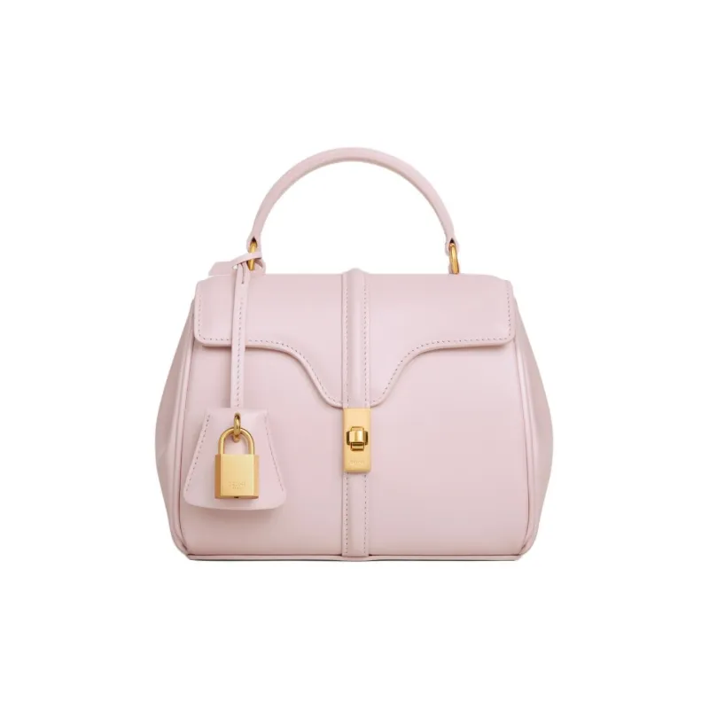 CELINE Satin Cow Leather Shoulder Bag Crossbody Bag Handbag Mini Women's Light Pink-0