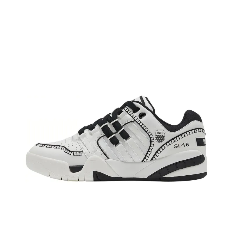 KARL LAGERFELD x KSWISS Lightweight And Breathable Low Top Skateboard Shoes Unisex Wimbledon White/Black-6