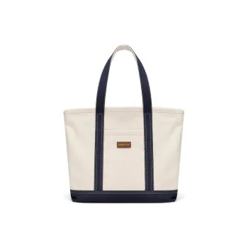 MAKEUP KITTEN Canvas Canvas Bag Tote Bag Shopping Bag Shoulder Bag Large Size Women's Ecru & Blue
