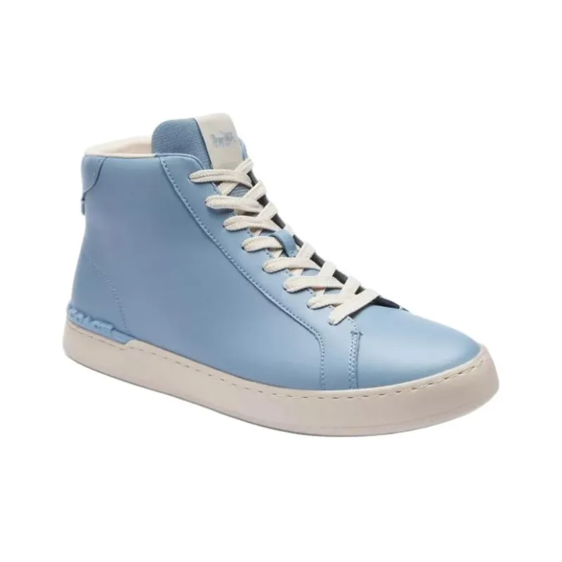COACH Clip High-Top Skateboard Shoes Men's Light Blue-2
