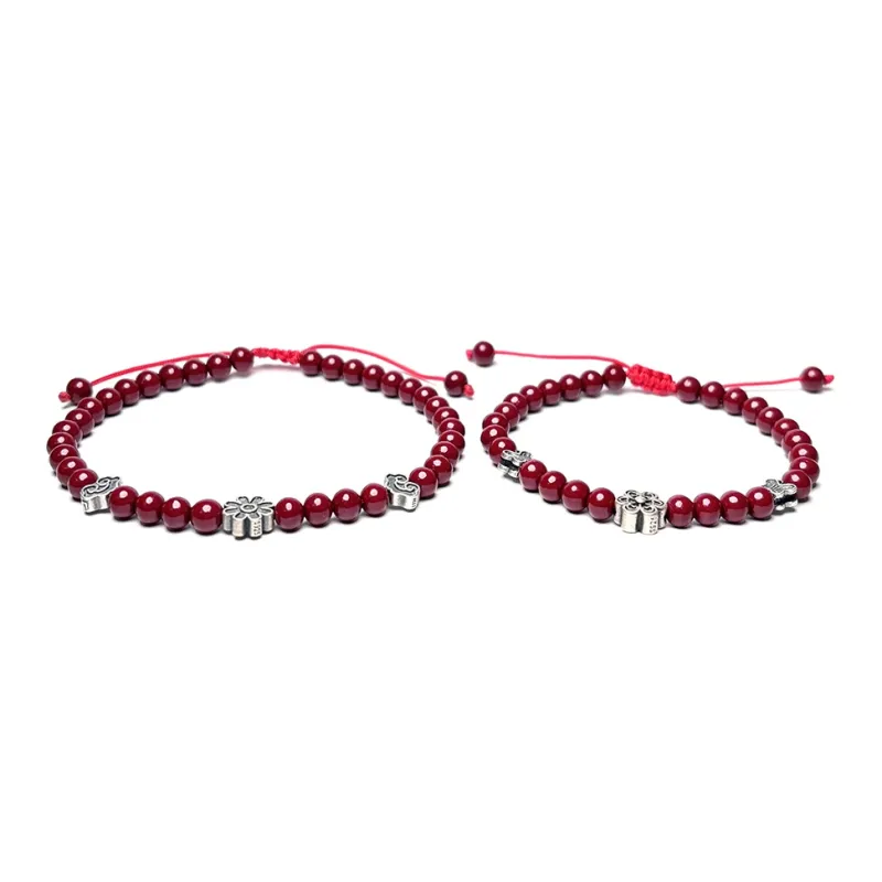 MOUNTAINS AND MANS Reconstructed Cinnabar Auspicious Fortune Beaded Bracelet Unisex-7