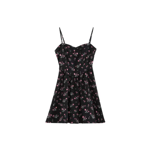 RTNH Slip Dresses Women's Black Floral Pattern