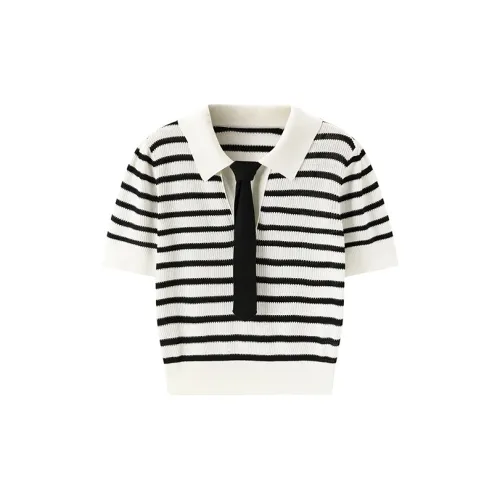 PEACEBIRD Knitwear Women's Black/White Stripes