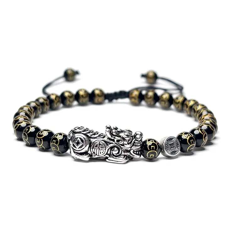 MOUNTAINS AND MANS Agate Auspicious Fortune Beaded Bracelet Unisex-0