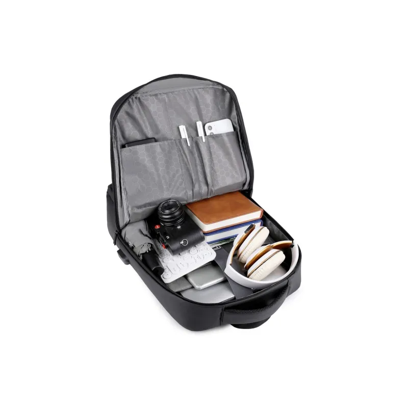 KINGSONS Oxford Backpack Laptop Bag Regular Men's Black/Gray-1