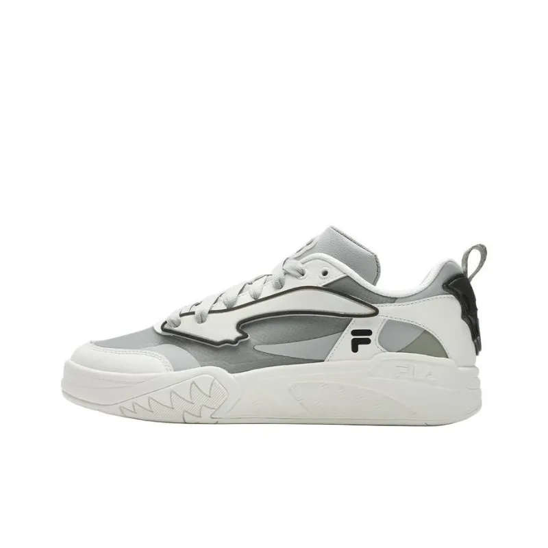 FILA FUSION Anti Slip Wear Resistant Low Top Skateboard Shoes Men's White Gray-0