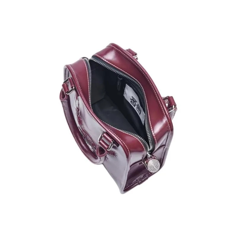 Xbreak Split Cow Leather Shoulder Bag, Crossbody Bag, Handbag Trumpets Women's Burgundy-4