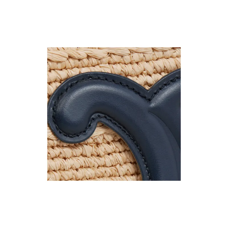 CELINE Raffia Handbag, Shoulder Bag Women's Marine Blue-4