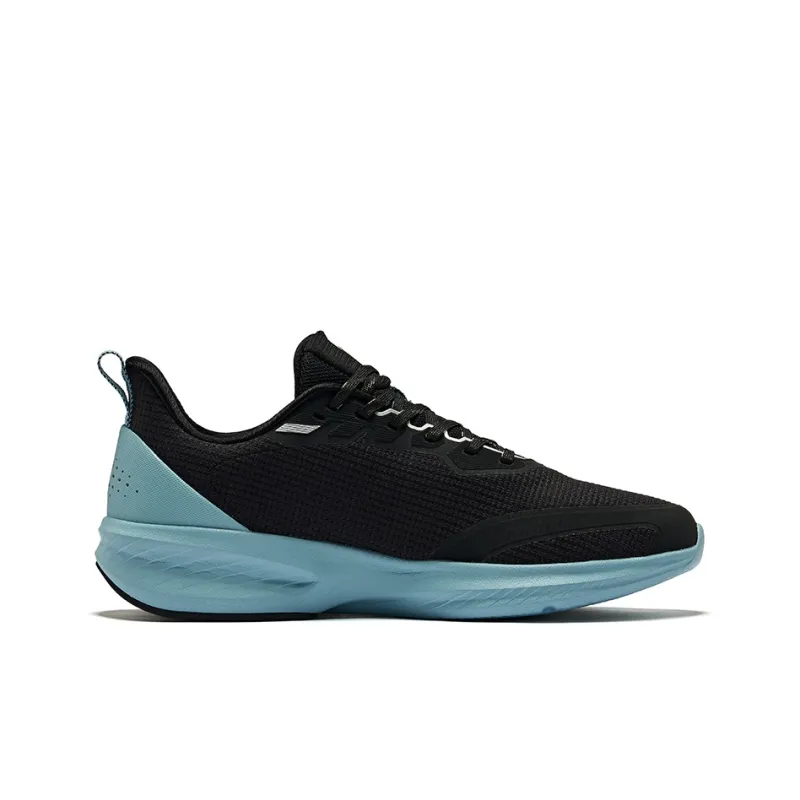 Erke Cushioning Breathable Low Top Sprint Running Shoes Men's Jet Black Nordic Blue-1