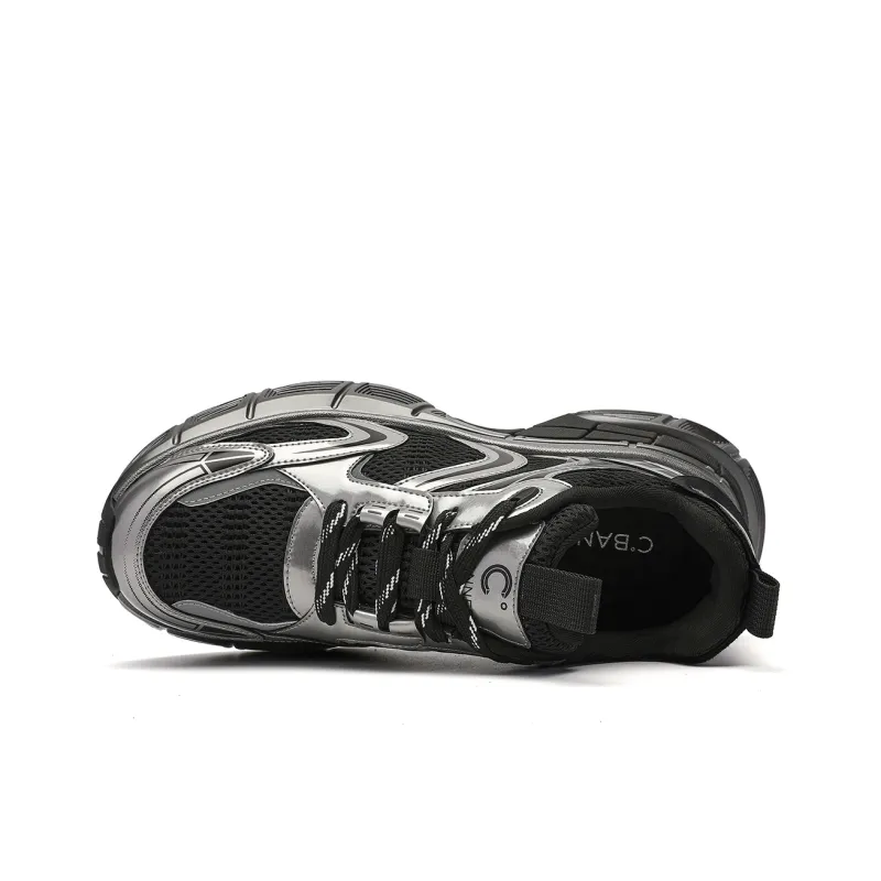 C°BANNER Chunky Sneakers Men Low-Top Black Silver-3