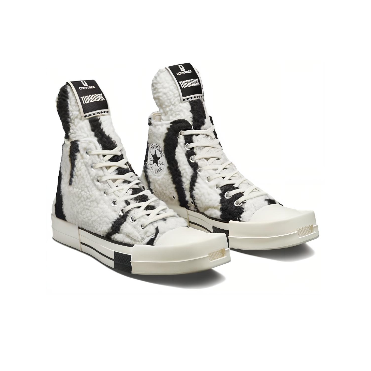 Converse Turbodrk Chuck Taylor All Star 70 Hi Rick Owens Drkshdw Sherpa Zebra Print White Black POIZON