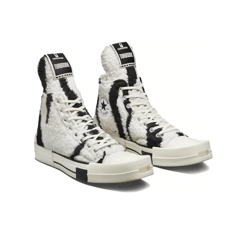Converse Turbodrk Chuck Taylor All Star 70 Hi Rick Owens Drkshdw Sherpa Zebra Print White Black-2