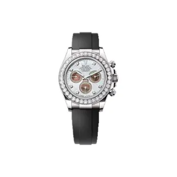 ROLEX Automatic Mechanical Movement Men's Watches Watch 40mm White Dial 18K White Gold Watch Case Rubber Strap