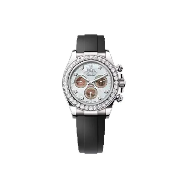ROLEX Automatic Mechanical Movement Men's Watches Watch 40mm White Dial 18K White Gold Watch Case Rubber Strap-0