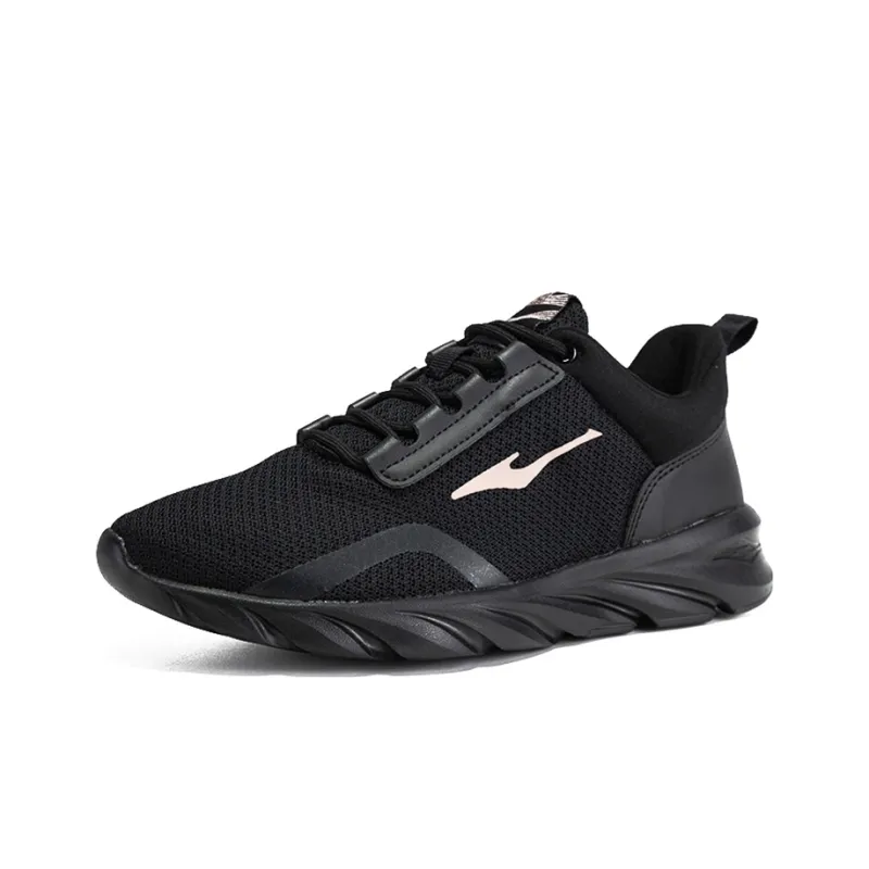 Erke Cushioning Anti Slip Wear Resistant Breathability Low Top Running Shoes Women's Black Gold-2
