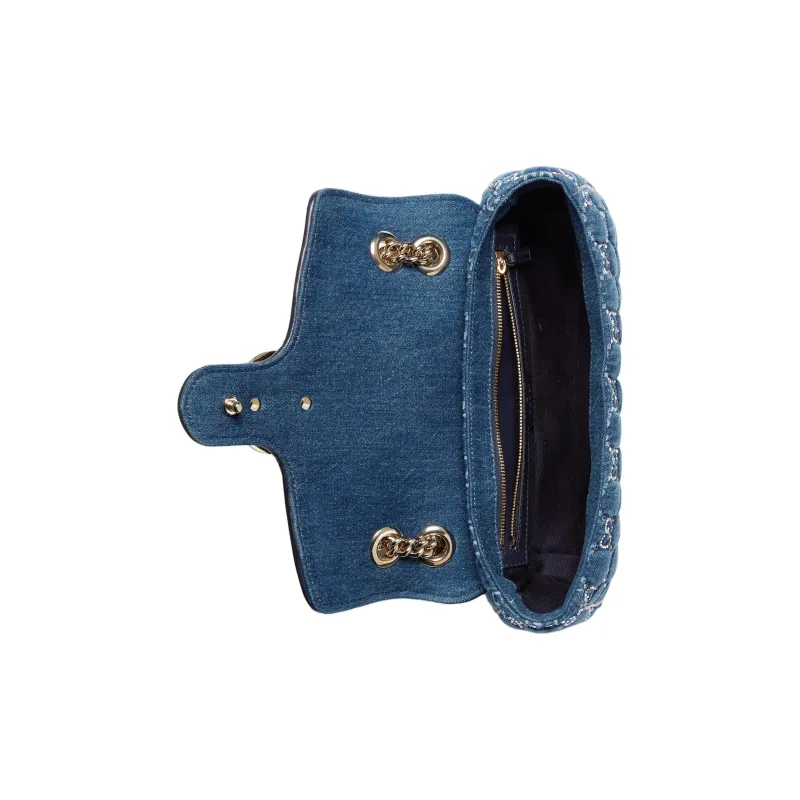 GUCCI GG Marmont Denim Portable Crossbody Bag, Shoulder Bag Women's Blue-6