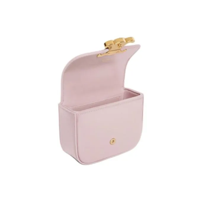 CELINE Triomphe Shiny Calfskin Shoulder Bag, Crossbody Bag Mini Women's Light Pink-3