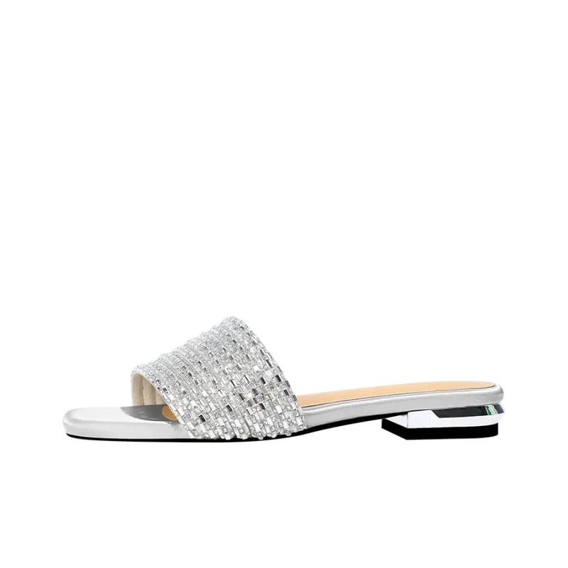 WUDASHU Slide Slippers Women's Black/Champagne/Silver-10