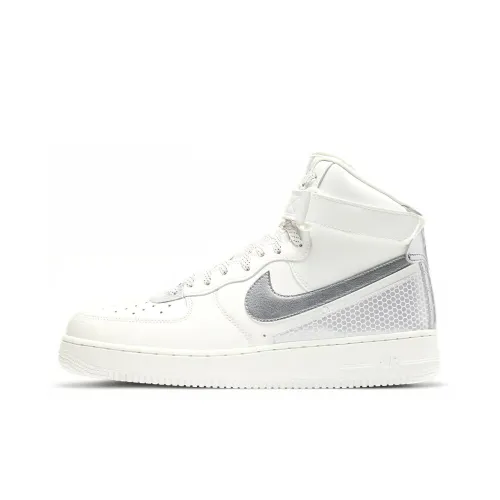 Nike Air Force 1 Skateboard Shoes Men High-Top Silver/White