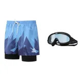 Blue Swimming Shorts+Black Swim Goggles