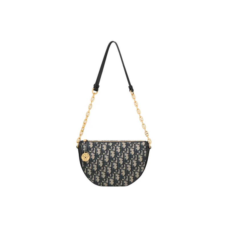 DIOR Oblique Print Handbag, Shoulder Bag Women's Blue-0