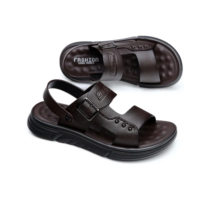 MODENGPAN Beach Sandals Men Black, Brown-3