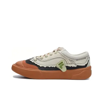 FILA FUSION CURVE Anti Slip And Wear Resistant Lightweight Low Top Canvas Shoes Women's White Umber Green