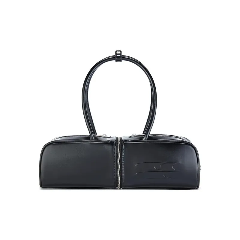 Crying Center PU Handbag, Shoulder Bag Unisex Oil Black-0