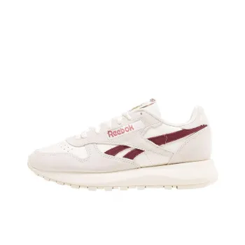 Reebok Classic Leather Cushioning Wear Resistant Low Top Running Shoes Women's White Red