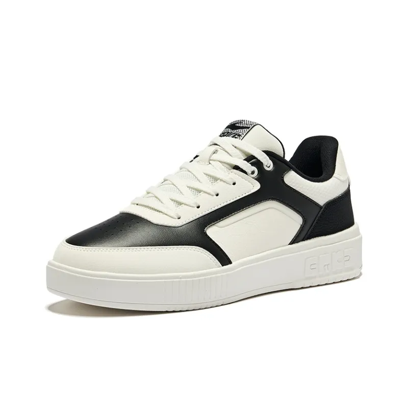 Erke Edge Wear Resistant Slip Resistant Low Top Skateboard Shoes Men's Jet Black Microcrystal White-2