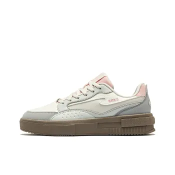 Erke Shocked Anti Slip Wear Resistant Low Top Skateboard Shoes Women's Microcrystal White White Mist Gray