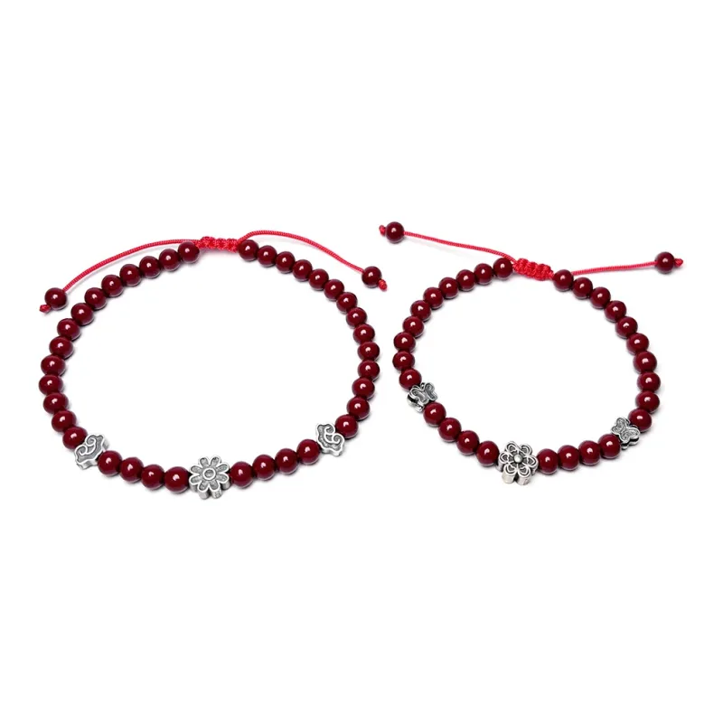 MOUNTAINS AND MANS Reconstructed Cinnabar Auspicious Fortune Beaded Bracelet Unisex-6
