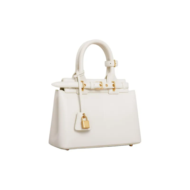 CELINE Soft Cow Leather Shoulder Bag Crossbody Bag Handbag Women's White-1