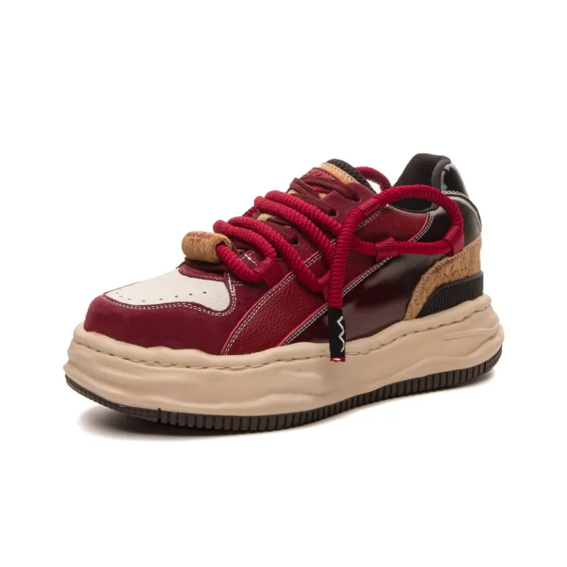 DVO Anti Slip Wear Resistant Low Top Stylish Skateboarding Shoes Unisex Burgundy-1
