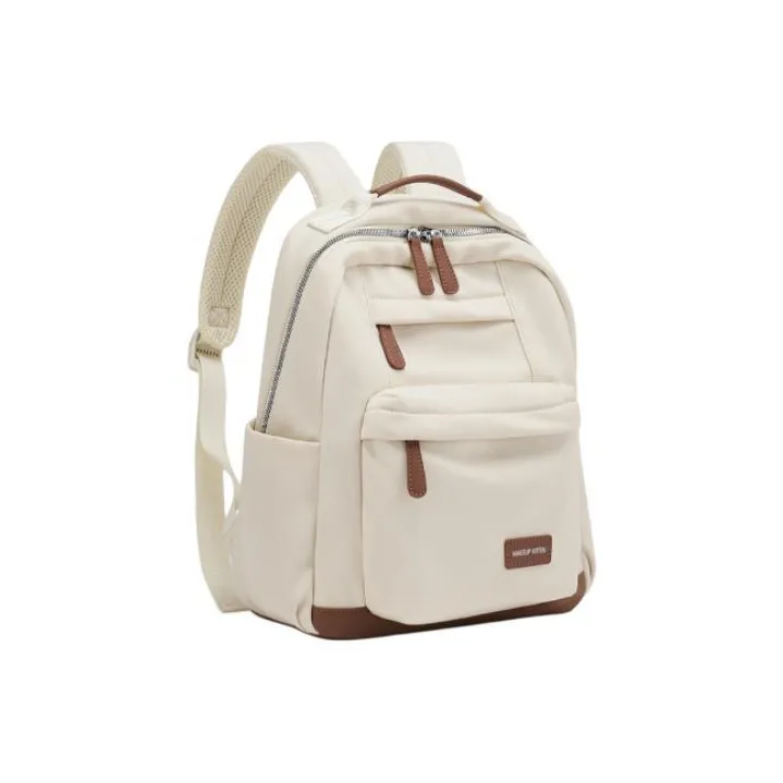 MAKEUP KITTEN Fabric Backpack Large Size Unisex Ecru-1