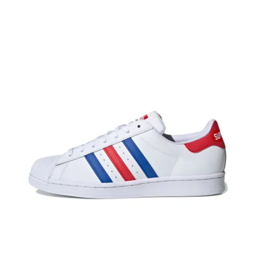 Adidas Originals Superstar Series Skateboard Shoes Unisex Low-Top Bright White/Bright Blue/Collegiate Red