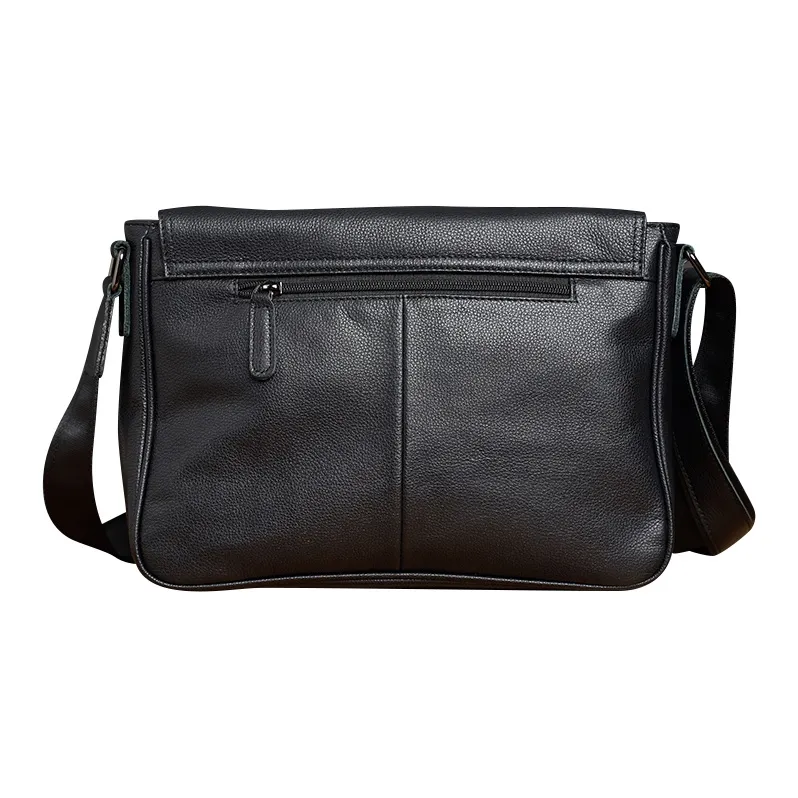 DOSRFINI Cow Leather Messenger Bag Crossbody Bags Regular Men's Black-3