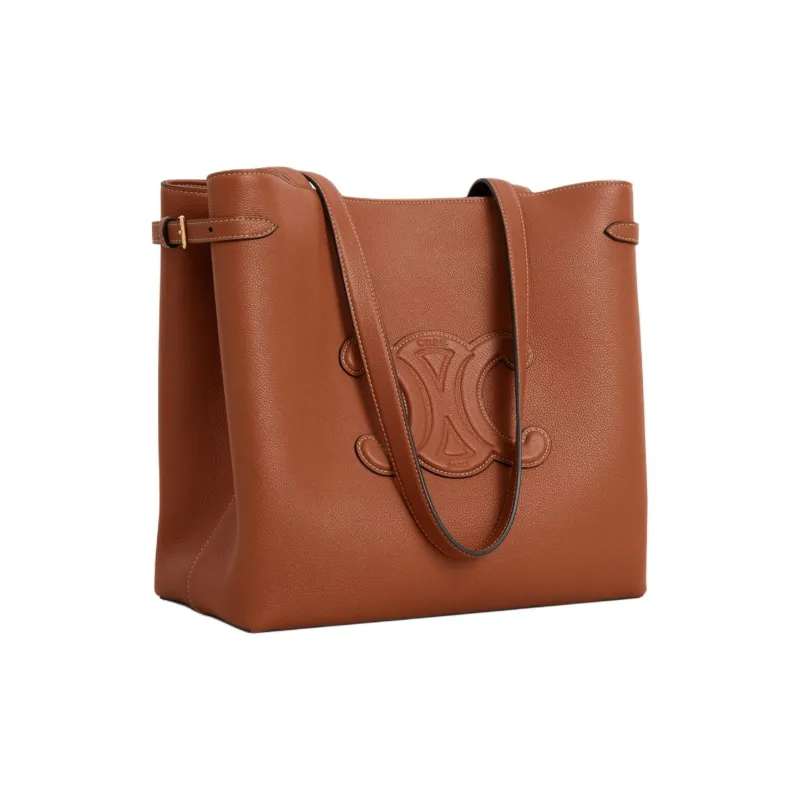 CELINE Cabas Grained Calfskin Tote Bag Shopping Bag Shoulder Bag Handbag Women's Tawny-2